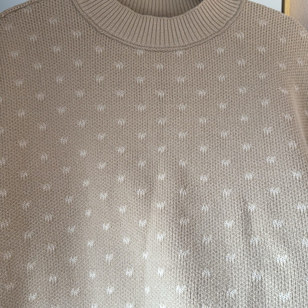 NWT Free People Easy Street Patterned Crop Sweater Hearts Beige Tan - Picture 7 of 11